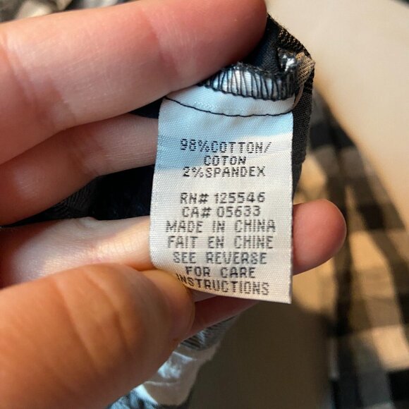 Habitat Women L Tunic Top Button Up Black White Plaid Lightweight Minimalist - Picture 5 of 9